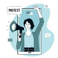 concepto de protesta digital en línea vector