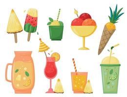 bebidas de verano y helados vector