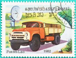 Postage stamps with printed in Cambodia shows firetruck photo