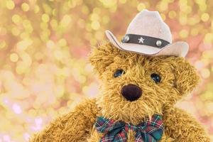 Close up cowboy teddy bear photo