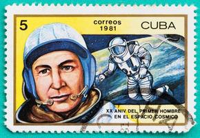 Used Postage stamps with printed in the Cuba space themes photo