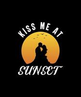 Kiss me at sunset romantic illustration vector