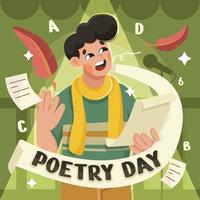 Man Read Poetry in International Poetry Day Concept vector