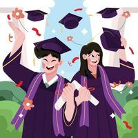 Man and Women Celebrate Graduation vector