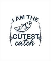 diseño de camiseta de citas vectoriales de logotipo de pesca vector