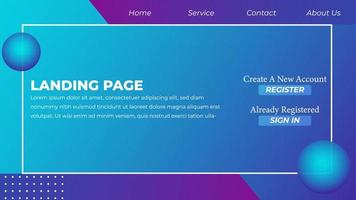 Landing Page template created with simple abstract background vector