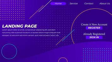 Modern Landing Page template created with simple abstract shapes on background vector