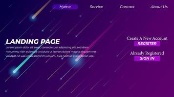 Modern Landing Page template created with abstract bright stars background vector