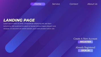 Landing Page template created with simple gradient background. vector