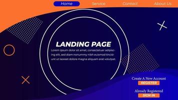 Modern Landing Page template created with simple abstract shapes on background vector