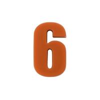 Shot of a number six made of red plastic with clipping path photo