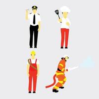 illustration of various professions and their uniforms vector