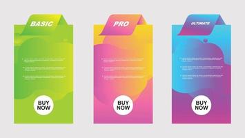 set of pricing table  order  box  button  list for web vector