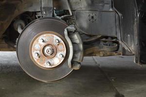 Front disk brake on car photo