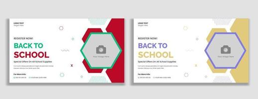 Back To School admission thumbnail and web banner template vector