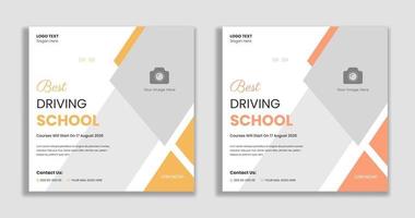 banner web y redes sociales de la escuela de conducción de automóviles vector