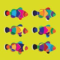 Abstract colorful fishes. Random vibrant colors. vector