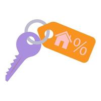 Keychain icon with keys, flat color illustration. Vector isolated on a white background