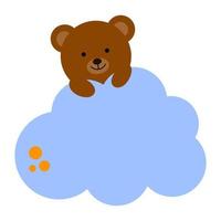 Cartoon bear on a cloud. Good night, lullaby theme. Vector isolated on a white background