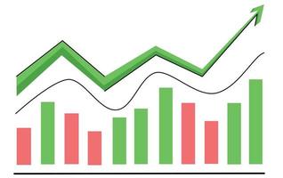 Growth trends of bitcoin and cryptocurrencies. Bullish wave in the cryptocurrency market. Price growth A good crypto growth trend. Green arrow Japanese candles. vector illustration isolated on white