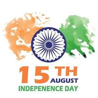 india feliz día de la independencia. 15 de agosto rueda de ashoka bandera india. para afiches, pancartas y saludos. pintura de acuarela strok vector stock ilustración aislada en blanco