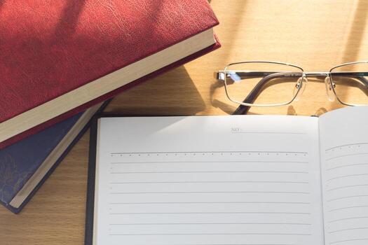 Notebook with blank page photo