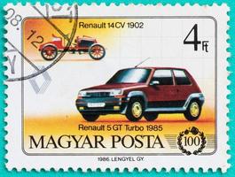 Postage stamps with printed in Hungary shows car photo