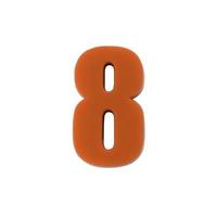 Shot of a number eight made of red plastic with clipping path photo