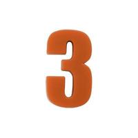 Shot of a number three made of red plastic with clipping path photo