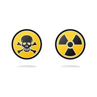 Radiation sign and Toxic sign  Vector icon isolated on a white background.
