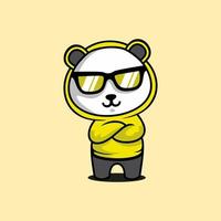 Panda wearing yellow hoodie vector