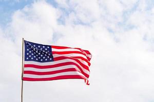 Flag of United States of America USA in the wind photo