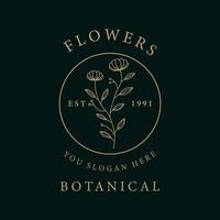 Flower line art logo design collection vector