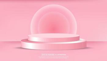 Realistic 3d pink pastel podium for brand produk concept background vector