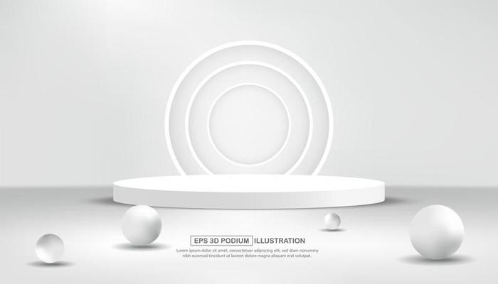 Realistic 3d white podium stage product presentation