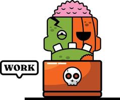 cartoon character costume vector illustration worker pumpkin zombie mascot