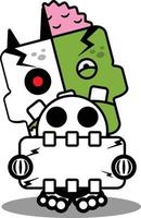 cartoon character costume vector illustration zombie bone mascot holding white board