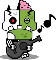 personaje de dibujos animados disfraz vector ilustración zombie hueso mascota tocando la guitarra