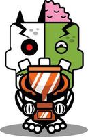 cartoon character costume vector illustration zombie bone mascot holding trophy