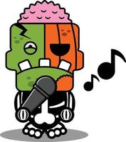 personaje de dibujos animados traje ilustración vectorial calabaza zombie mascota cantando vector