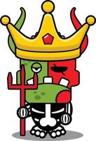 personaje de dibujos animados disfraz vector ilustración rey lindo zombie demonio mascota