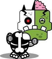 cartoon character costume vector illustration zombie bone mascot holding head