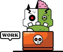 personaje de dibujos animados disfraz vector ilustración zombie hueso mascota trabajando