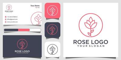 Rose flower logo design inspiration simple lines. Cosmetics, Spa, Beauty salon Decoration Boutique vector logo. icon and business card Premium Vector.Print