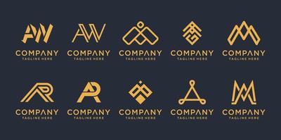 set of creative golden letter monogram logo. vector