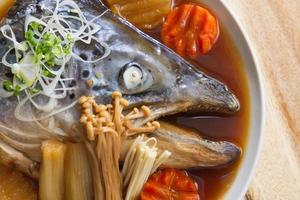 Salmon head with sweet sauce, Japanese food photo