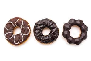 Chocolate donuts on a white background photo