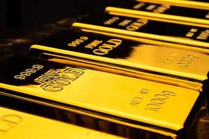 Close up of gold bars. financial concept photo