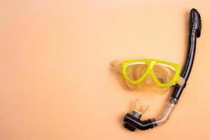 Top view of Snorkel on a color background. photo