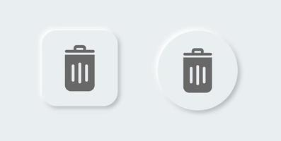 Trash bin solid icon in neomorphic design style. Delete signs vector illustration.